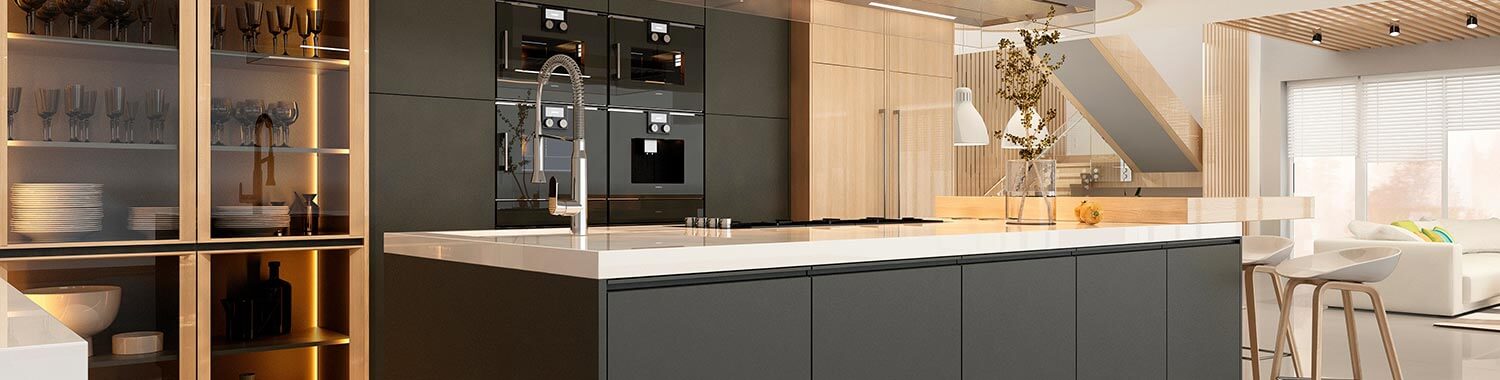 Aménagement d'intérieur global cuisine salon contemporain