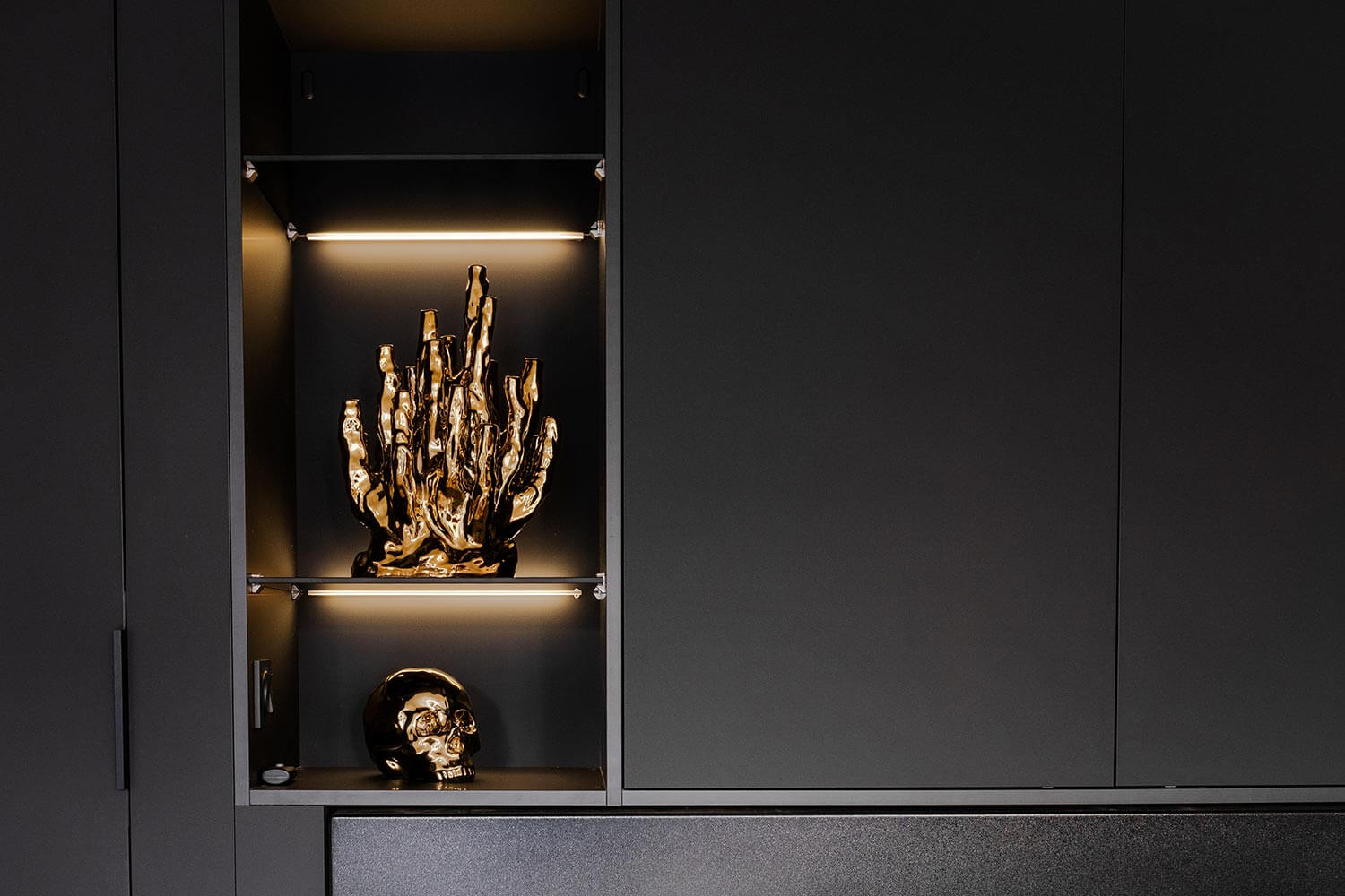 Aménagement salon mobilier noir design