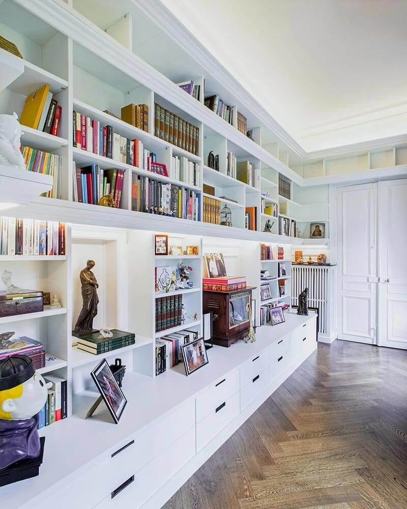 bibliotheque sur mesure bois blanc - meubles sur mesure