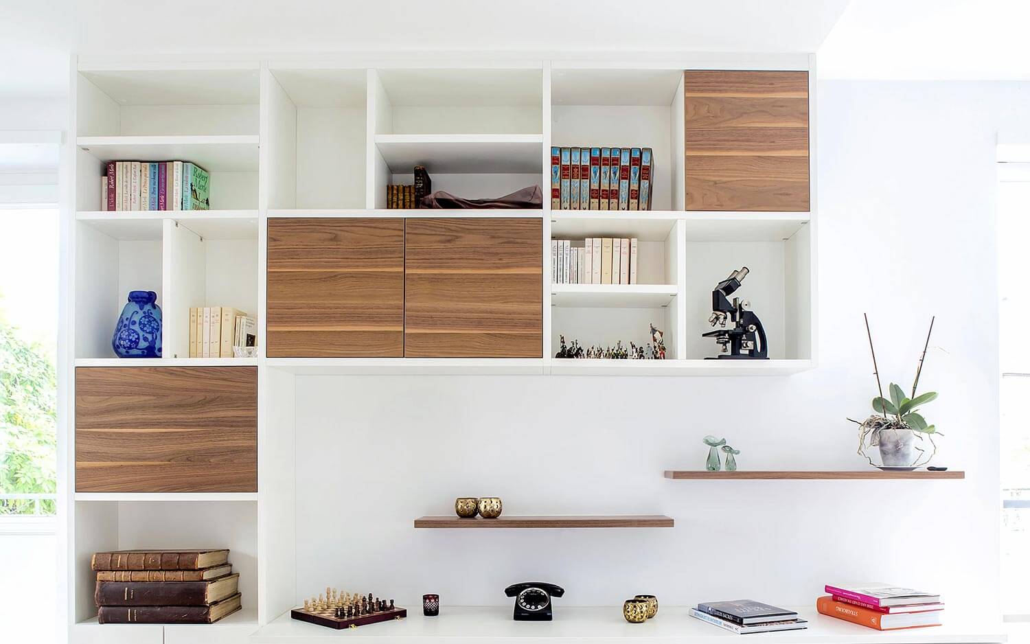 bibliotheque sur mesure murale blanche bois - meubles sur mesure