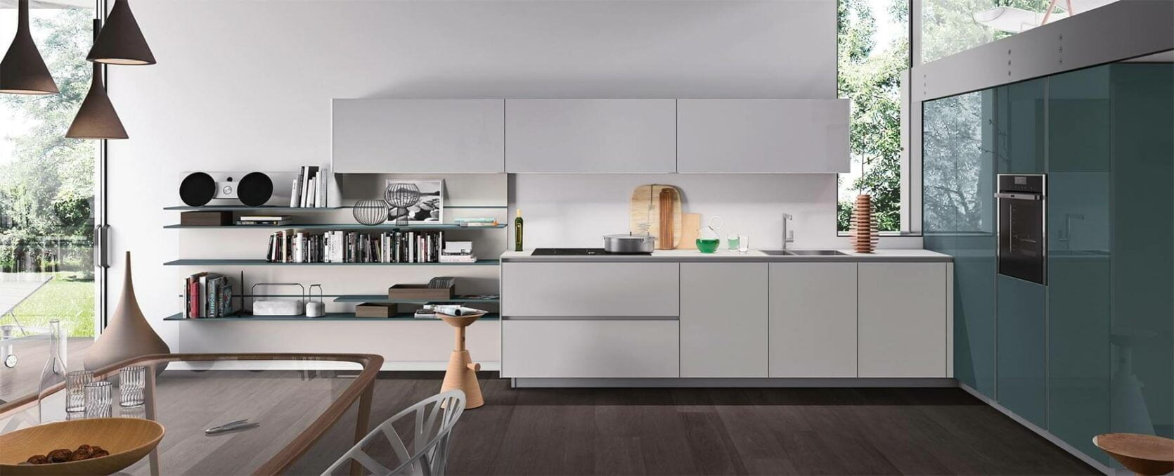 Cuisine italienne sur mesure blanc et couleur