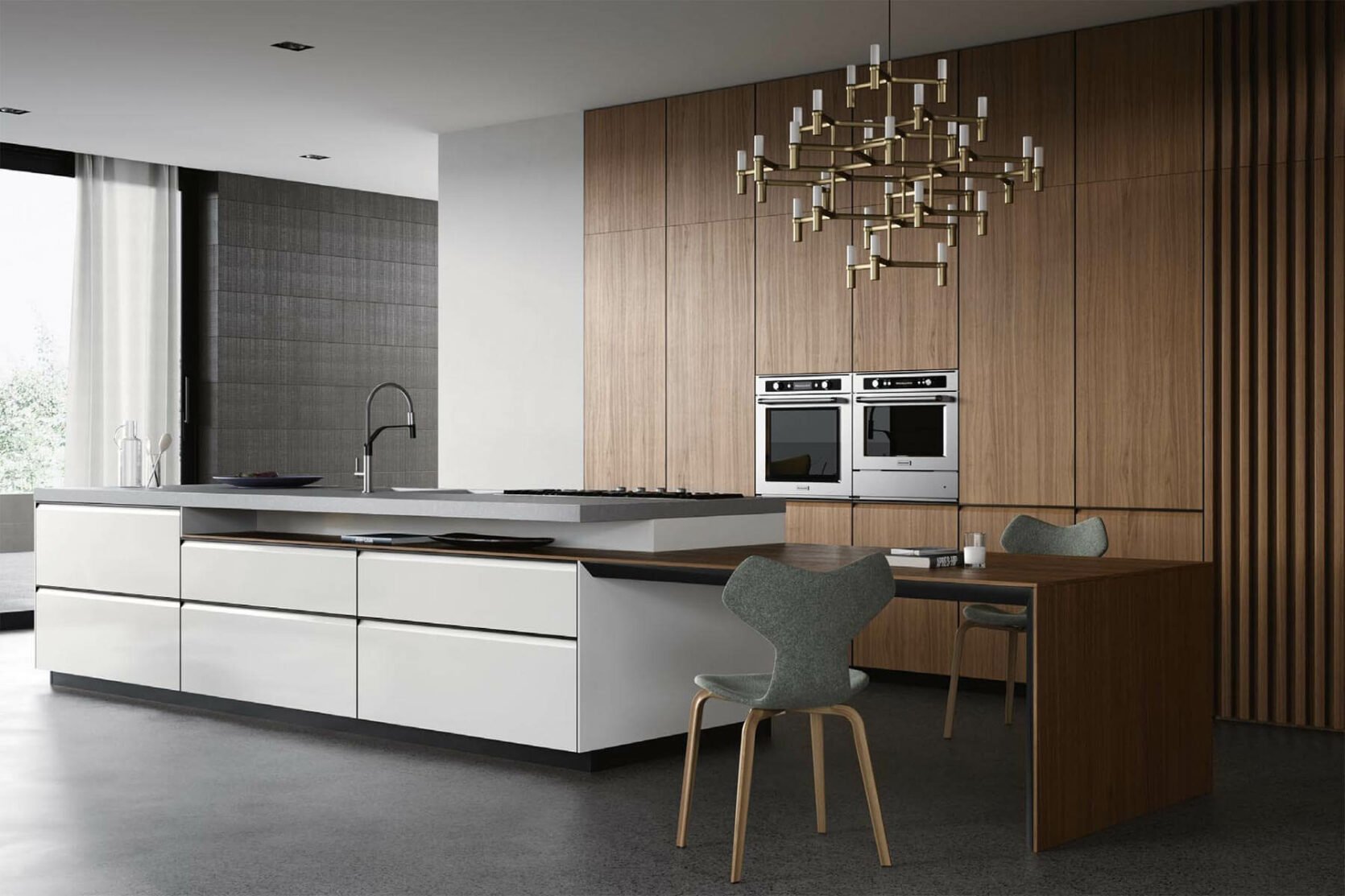 Cuisine italienne avec ilot central meuble