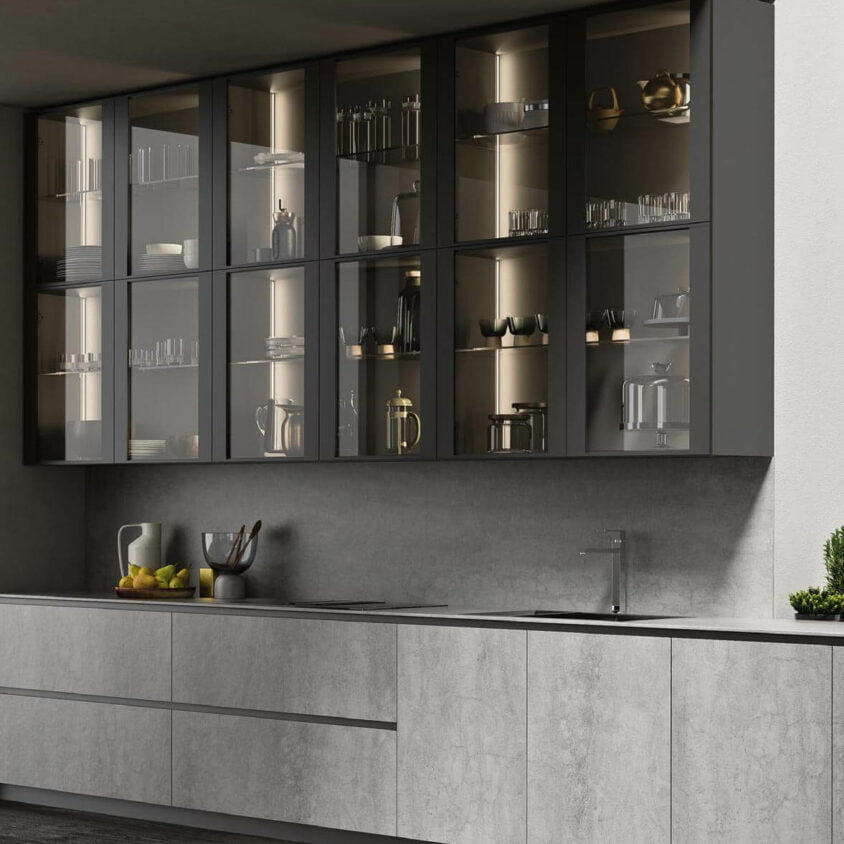 Cuisine italienne haut de gamme sur mesure mobilier vitre