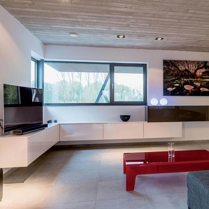 Meuble TV en angle sur mesure