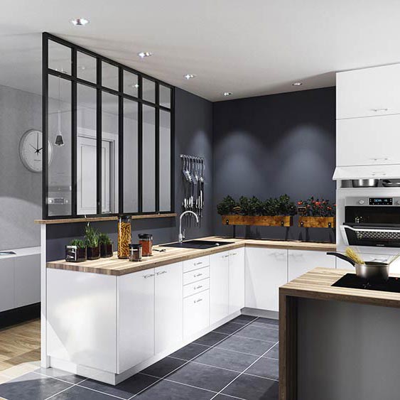 Verrière atelier sur mesure dans une cuisine