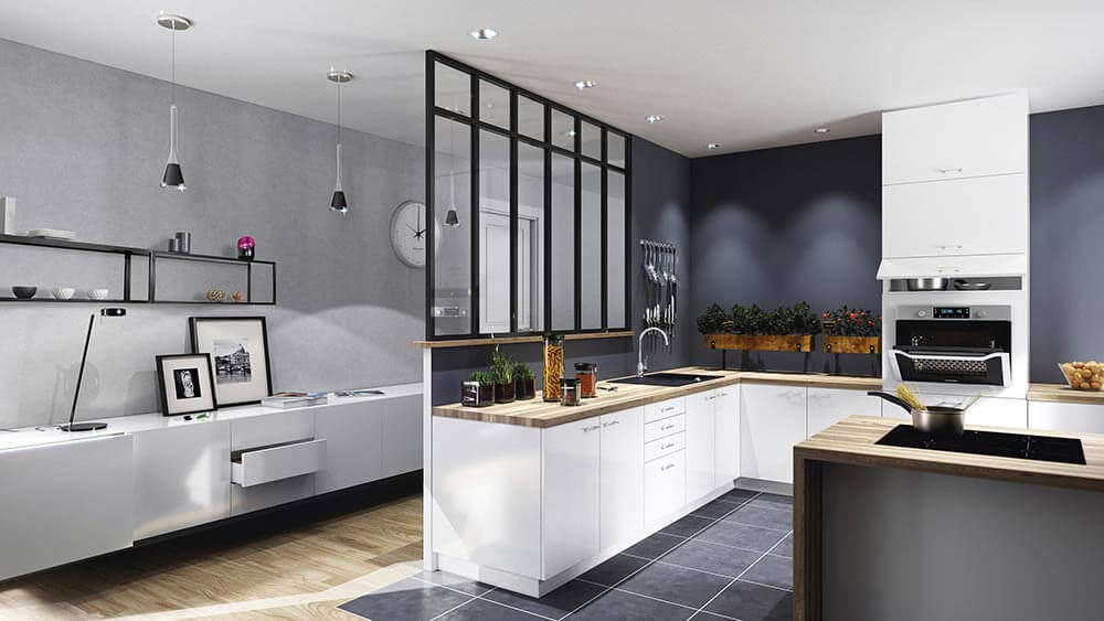 verriere dans cuisine couloir design separation piece - meubles sur mesure