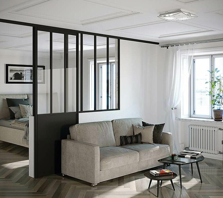 Séparation de pièce avec verrière style atelier