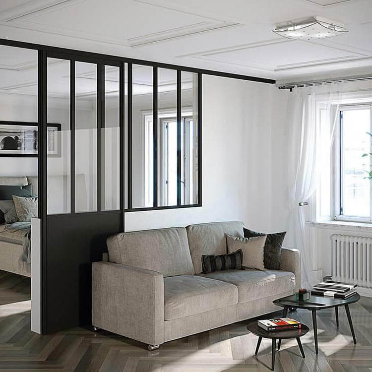 Verrière coulissante type atelier pour séparer pièce